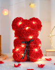 25cm Artificial Teddy Rose Flower Bear with Box