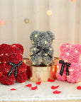 25cm Artificial Teddy Rose Flower Bear with Box