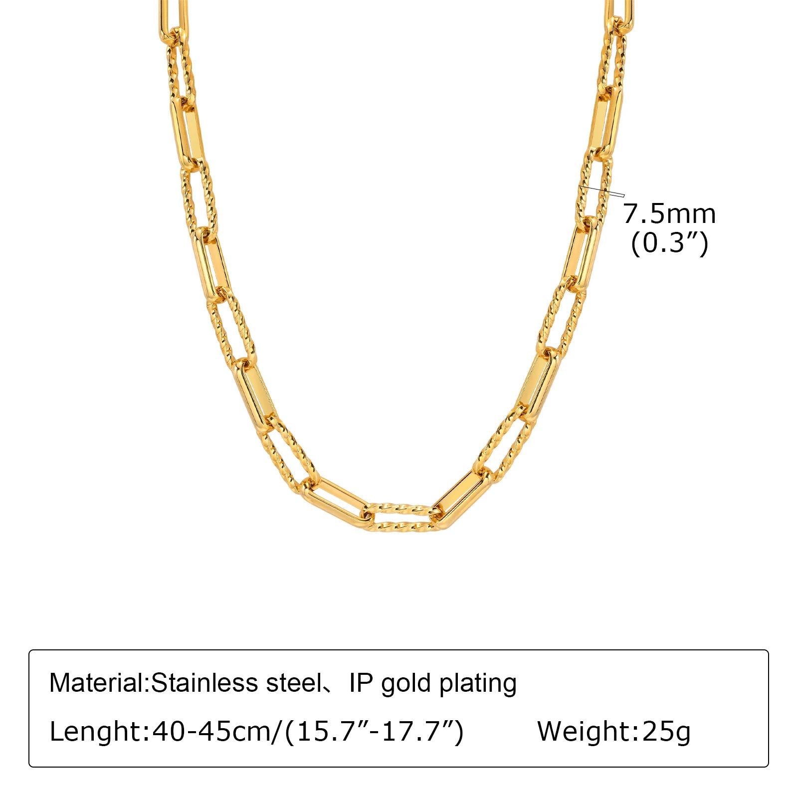 Chunky Gold Plated Link Necklace For Women