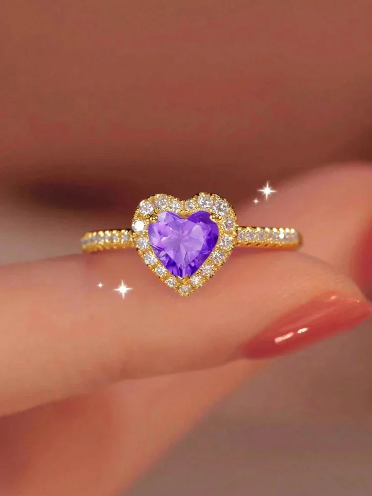 Gorgeous Zircon Shiny Love Heart Ring for Women