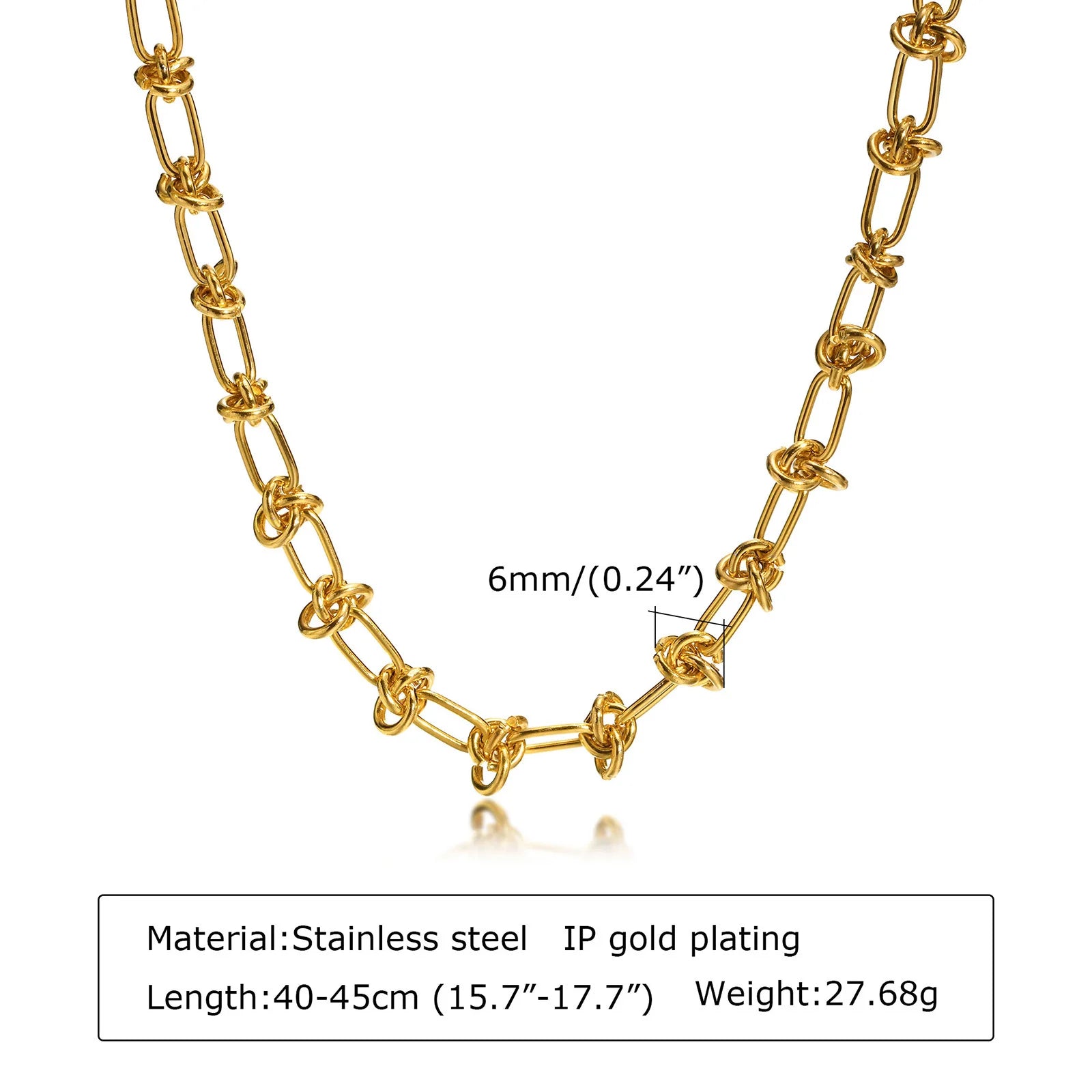 Chunky Gold Plated Link Necklace For Women