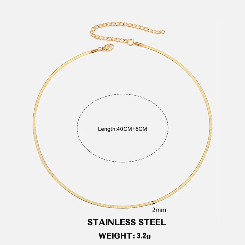 Hot Classic Unisex Flat Snake Chain Choker Necklace For Women