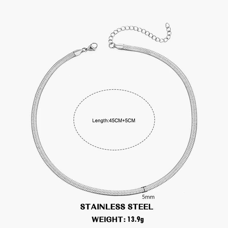 Hot Classic Unisex Flat Snake Chain Choker Necklace For Women