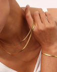Hot Classic Unisex Flat Snake Chain Choker Necklace For Women