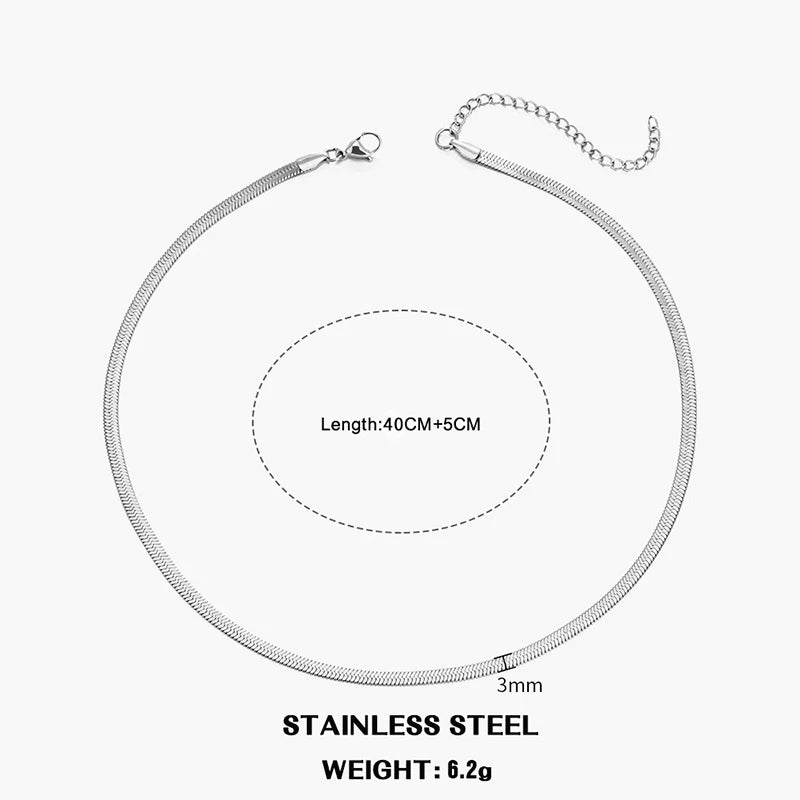 Hot Classic Unisex Flat Snake Chain Choker Necklace For Women