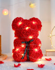 25cm Artificial Teddy Rose Flower Bear with Box