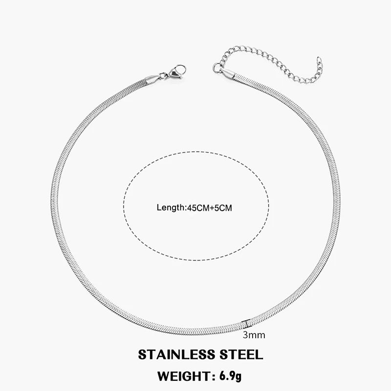 Hot Classic Unisex Flat Snake Chain Choker Necklace For Women