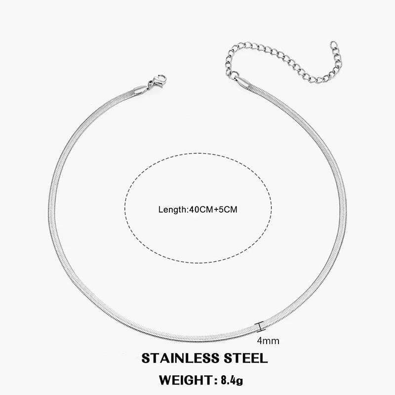 Hot Classic Unisex Flat Snake Chain Choker Necklace For Women