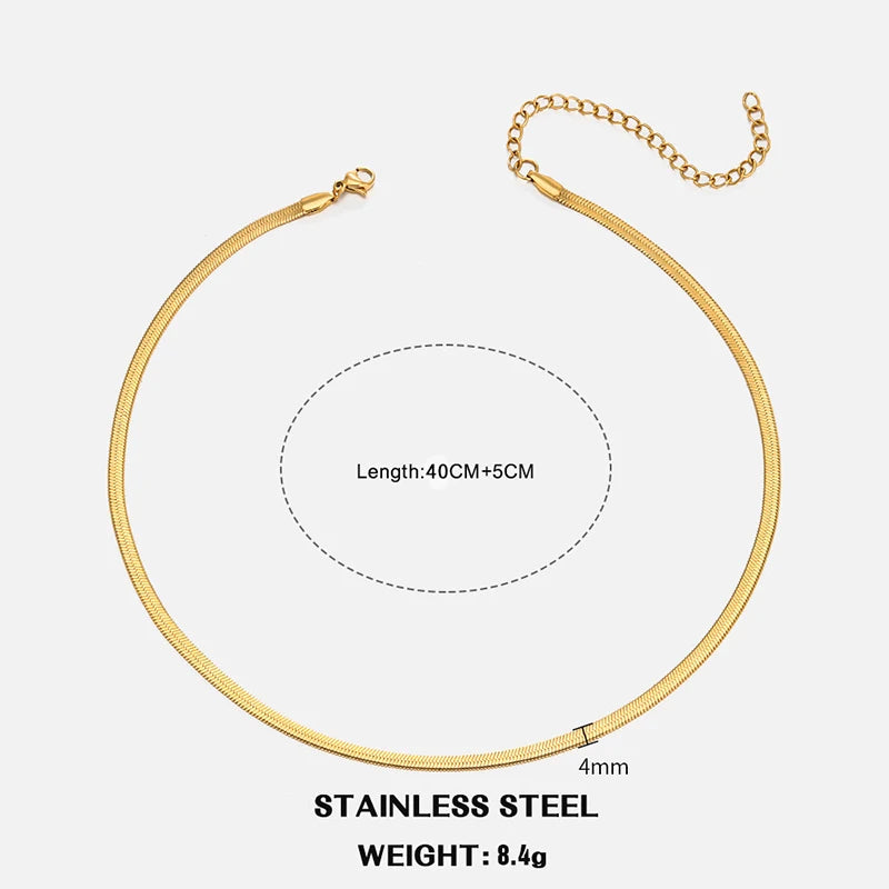 Hot Classic Unisex Flat Snake Chain Choker Necklace For Women