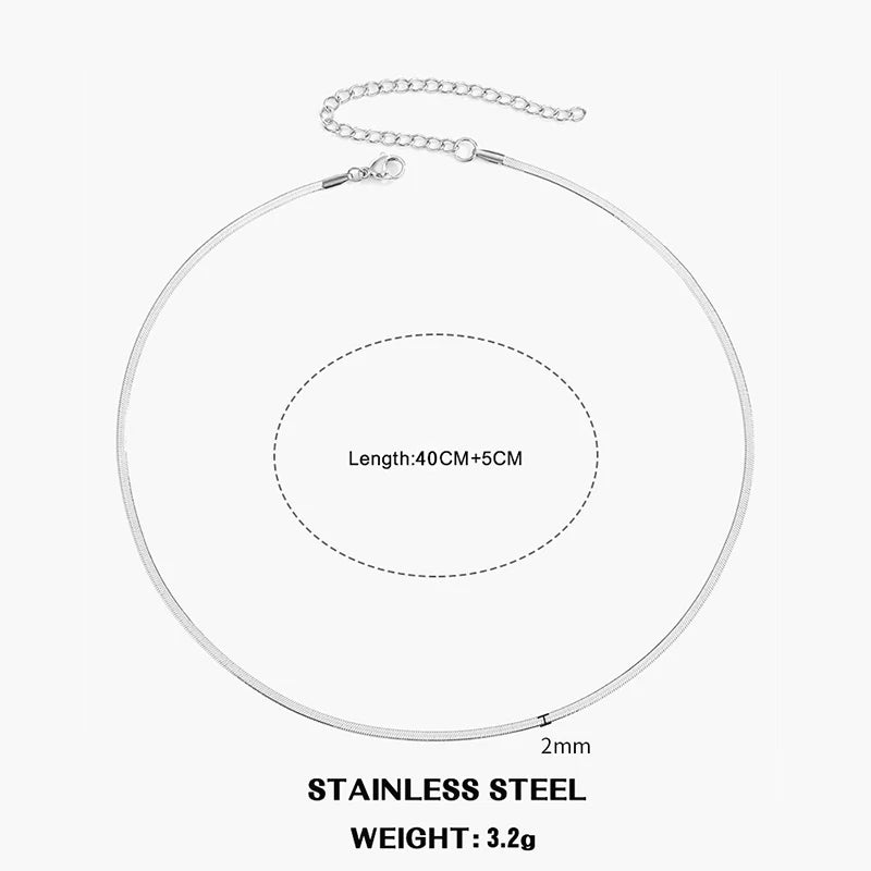 Hot Classic Unisex Flat Snake Chain Choker Necklace For Women