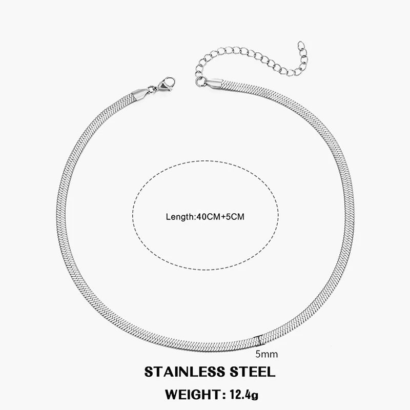 Hot Classic Unisex Flat Snake Chain Choker Necklace For Women