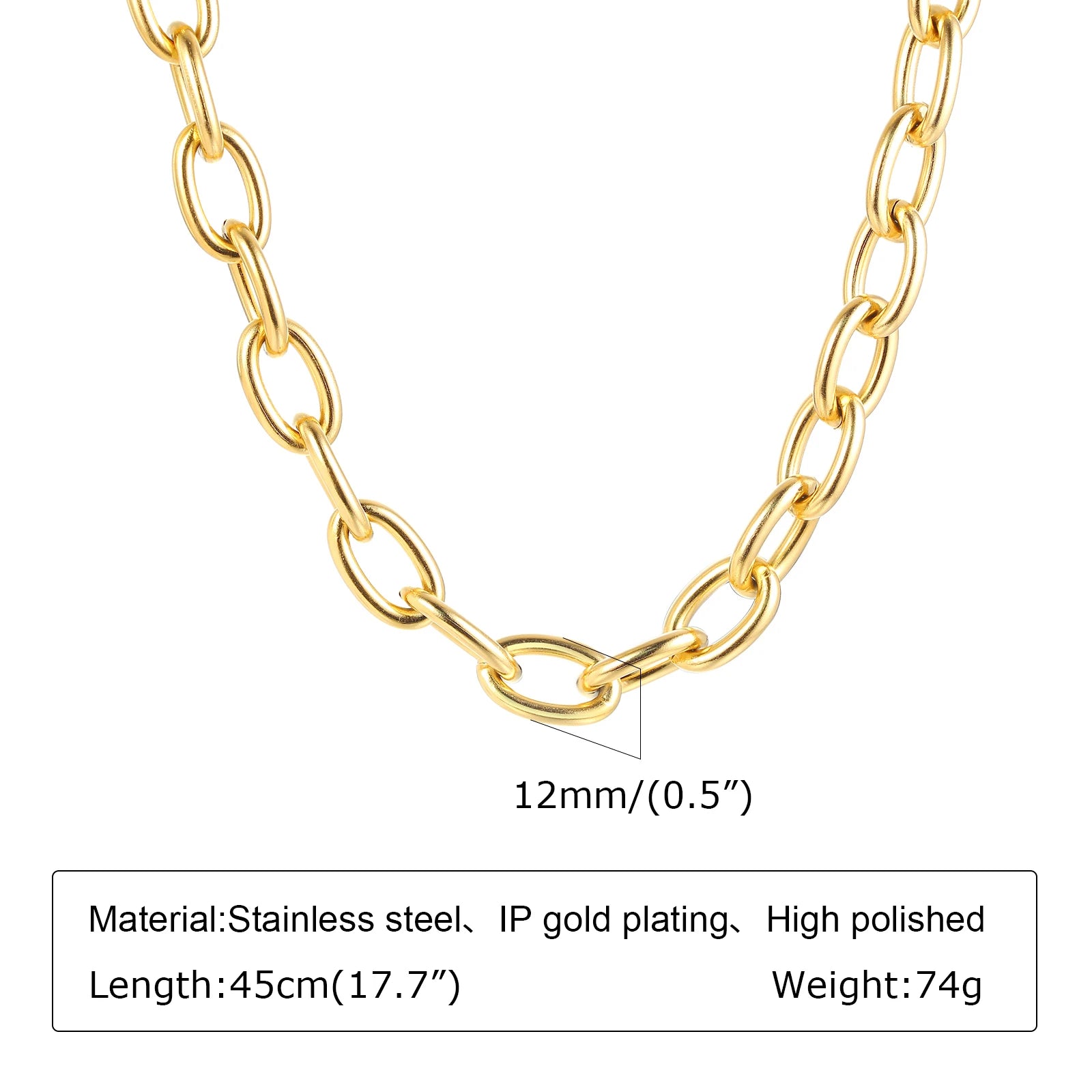 Chunky Gold Plated Link Necklace For Women