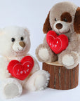 25CM Cute Heart Bear Dog Plush Toys Red Heart